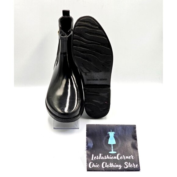 Michael Kors Women's Black Rubber Waterproof Chelsea Rain Boots Size 8 2378 - Picture 3 of 16